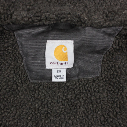 Vintage Carhartt Sherpa Lined Canvas Hooded Work Jacket Black