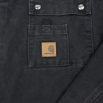 Vintage Carhartt Sherpa Lined Canvas Hooded Work Jacket Black