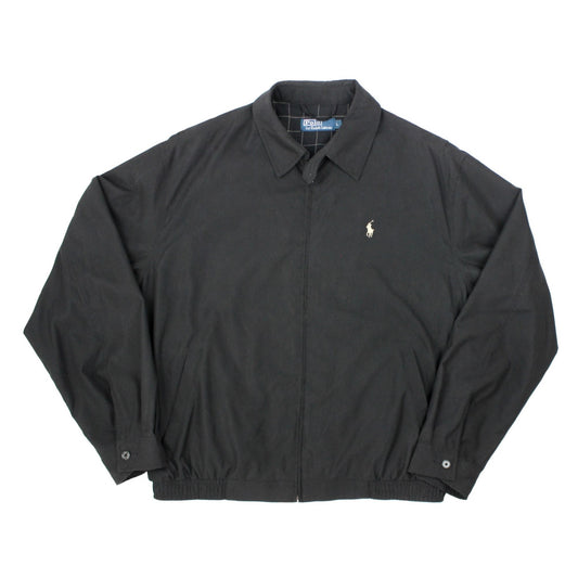 Vintage Polo Ralph Lauren Black Harrington Jacket Tartan Lining
